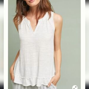 Anthropologie Maeve Poinsot Ruffled-Back Tank In White Size S